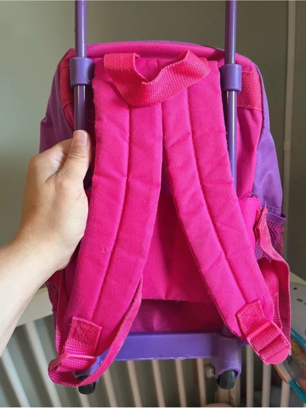 Disney Minnie Mouse Pink and Purple Kids Rolling Backpack